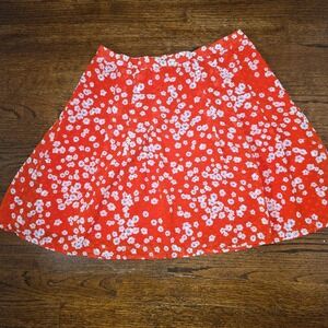 Banana Republic Floral Mini Skirt Womens 4 Red Clip Dot A-Line Lining